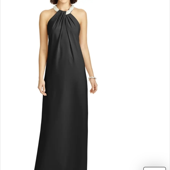 Beaded Halter Neck Crepe Gown - Picture 2 of 10